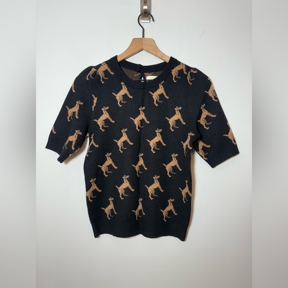 Anthropologie Maeve Harmon Jacquard Sweater Sz XS Dog Print - Picture 5 of 10